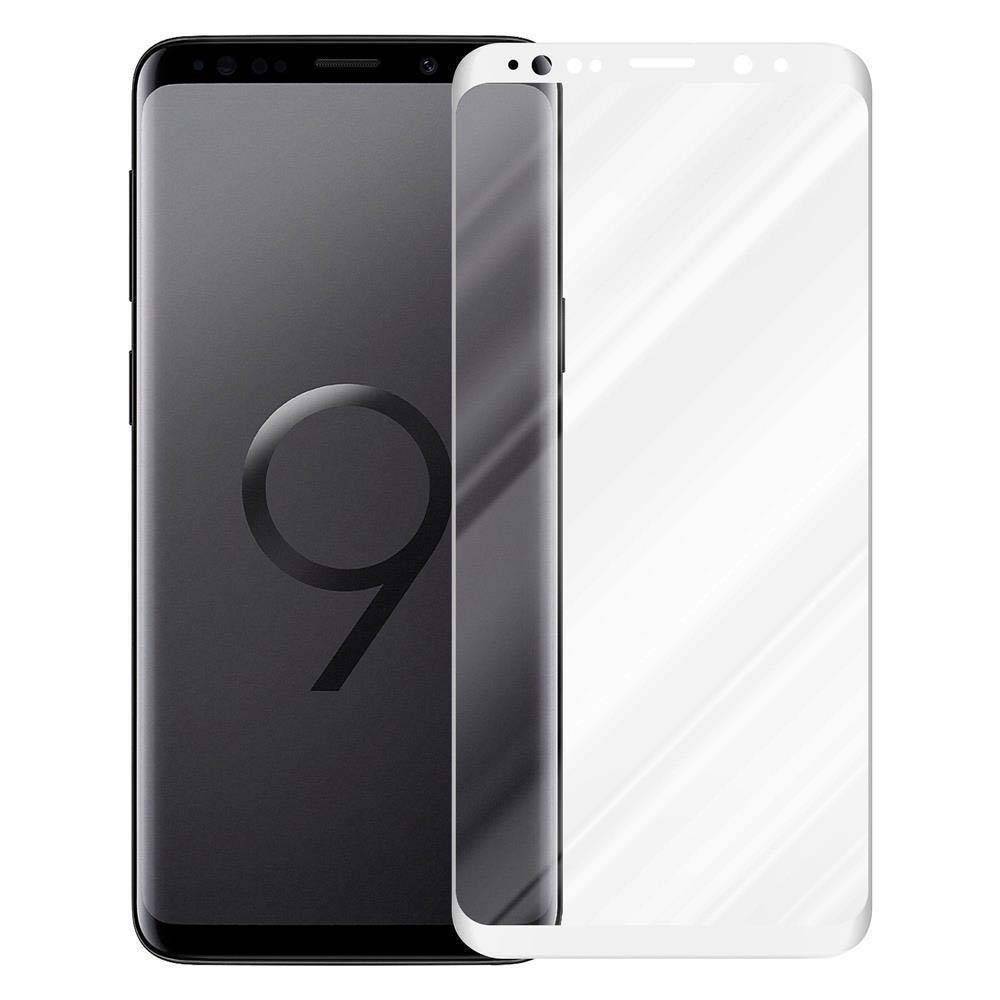 Cadorabo Panzerfolie für Samsung Galaxy S9 Schutzfolie in Weiß Vollbild Folie Tempered Display Schutzglas