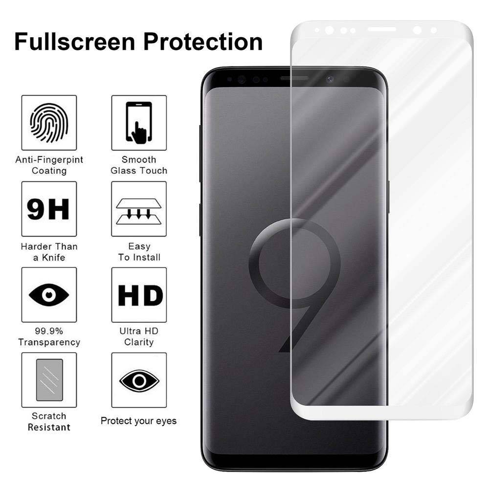 Cadorabo Panzerfolie für Samsung Galaxy S9 Schutzfolie in Weiß Vollbild Folie Tempered Display Schutzglas