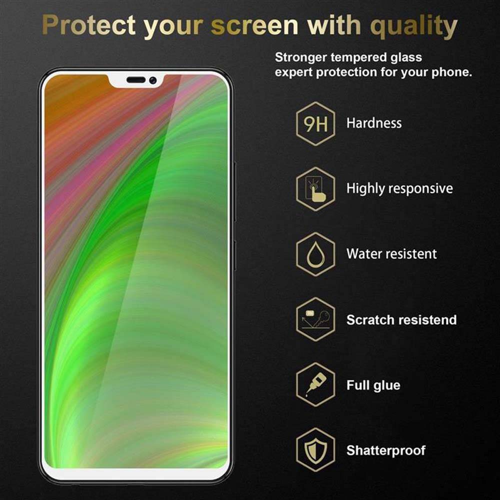 Cadorabo Panzerfolie für Vivo V9 Schutzfolie in Weiß Vollbild Folie Tempered Display Schutzglas