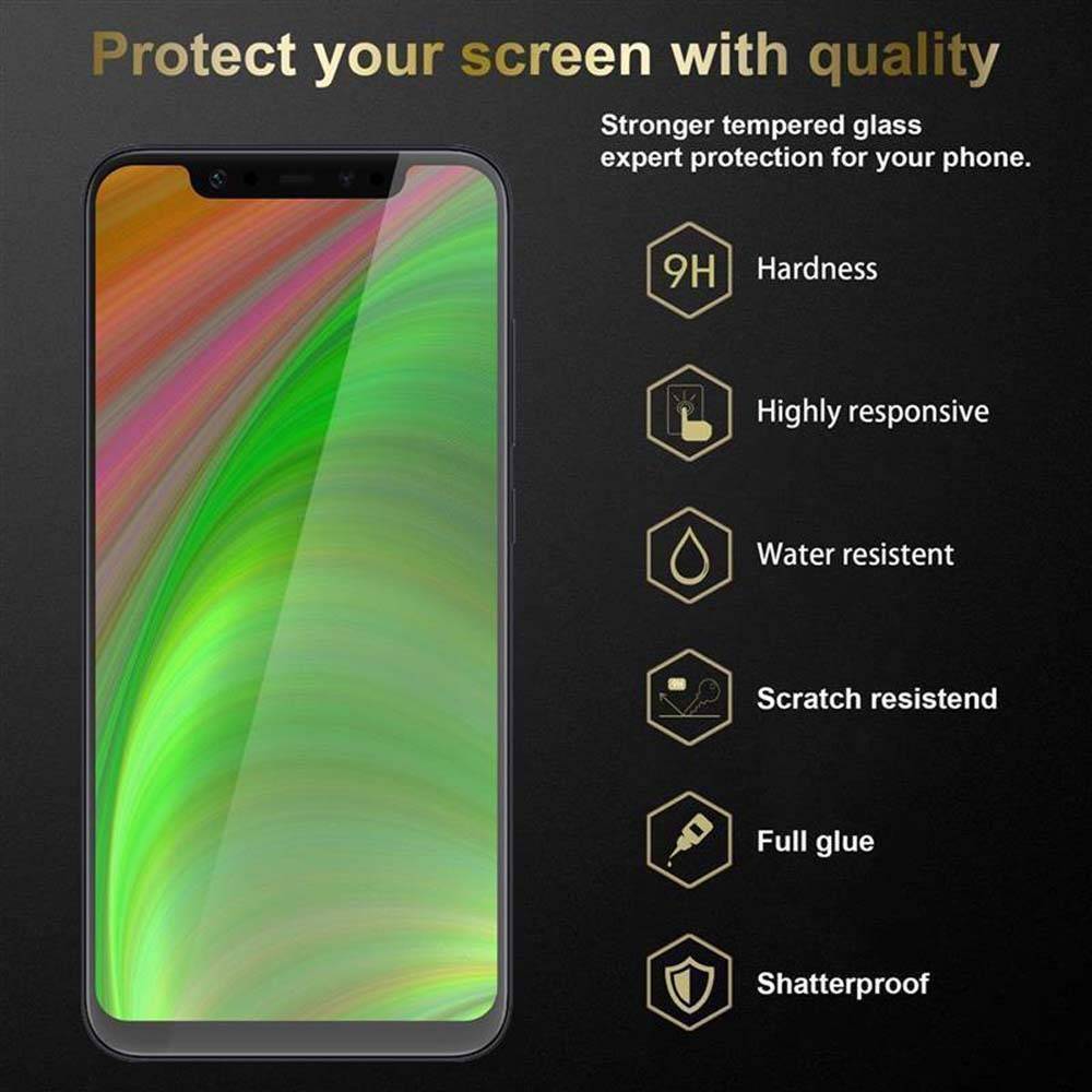 Cadorabo Panzerfolie für Xiaomi Mi 8 Schutzfolie in Schwarz Vollbild Folie Tempered Display Schutzglas