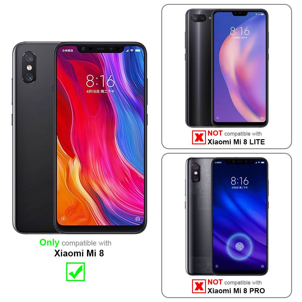 Cadorabo Panzerfolie für Xiaomi Mi 8 Schutzfolie in Schwarz Vollbild Folie Tempered Display Schutzglas