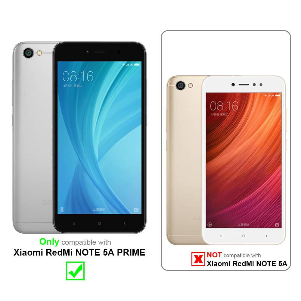 Cadorabo Panzerfolie für Xiaomi RedMi NOTE 5A PRIME Schutzfolie in Schwarz Vollbild Folie Tempered Display Schutzglas