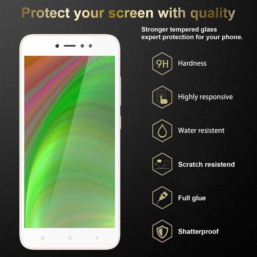 Cadorabo Panzerfolie für Xiaomi RedMi NOTE 5A PRIME Schutzfolie in Weiß Vollbild Folie Tempered Display Schutzglas