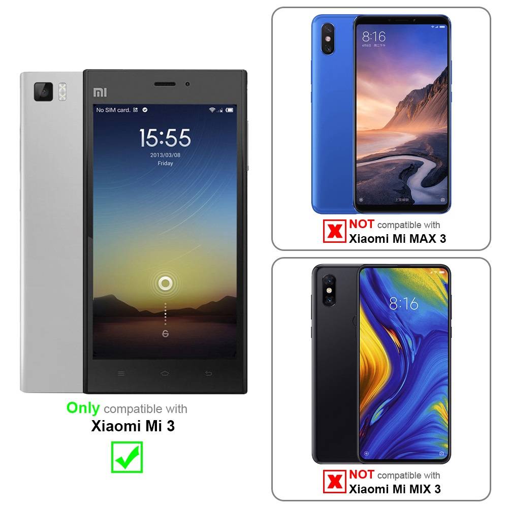 Cadorabo Panzer Folie für Xiaomi Mi 3 Schutzfolie in Transparent Gehärtetes Tempered Display-Schutzglas