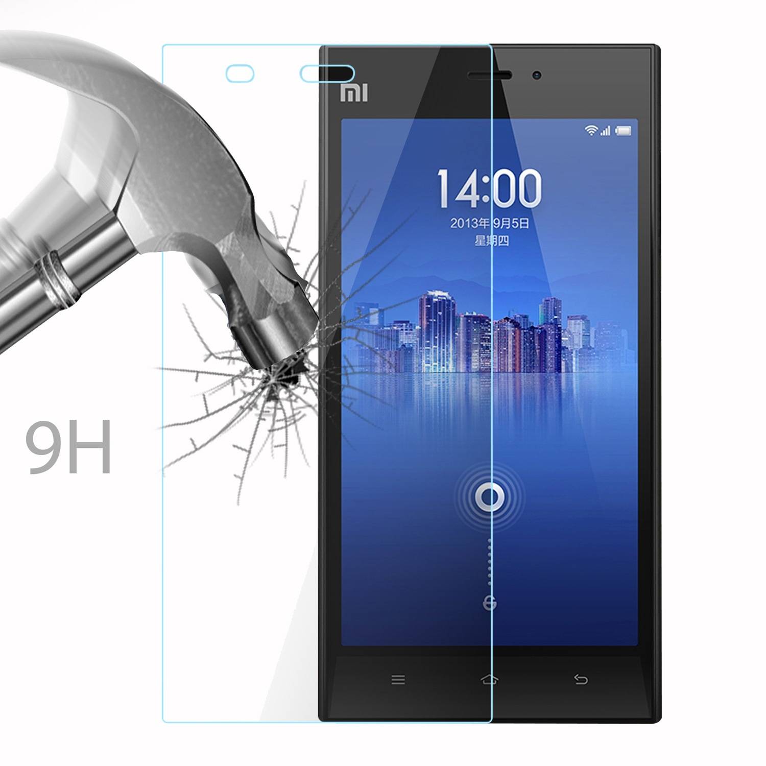 Cadorabo Panzer Folie für Xiaomi Mi 3 Schutzfolie in Transparent Gehärtetes Tempered Display-Schutzglas