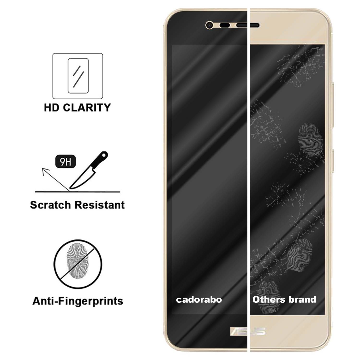 Cadorabo Panzerfolie für Asus ZenFone 3 MAX (5,2 Zoll) Schutzfolie in Schwarz Vollbild Folie Tempered Display Schutzglas
