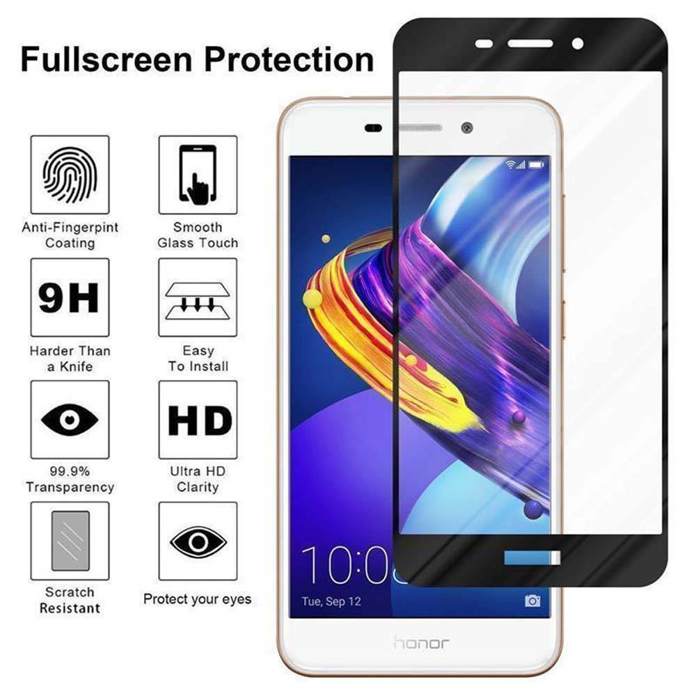 Cadorabo Panzerfolie für Honor 6C PRO Schutzfolie in Schwarz Vollbild Folie Tempered Display Schutzglas