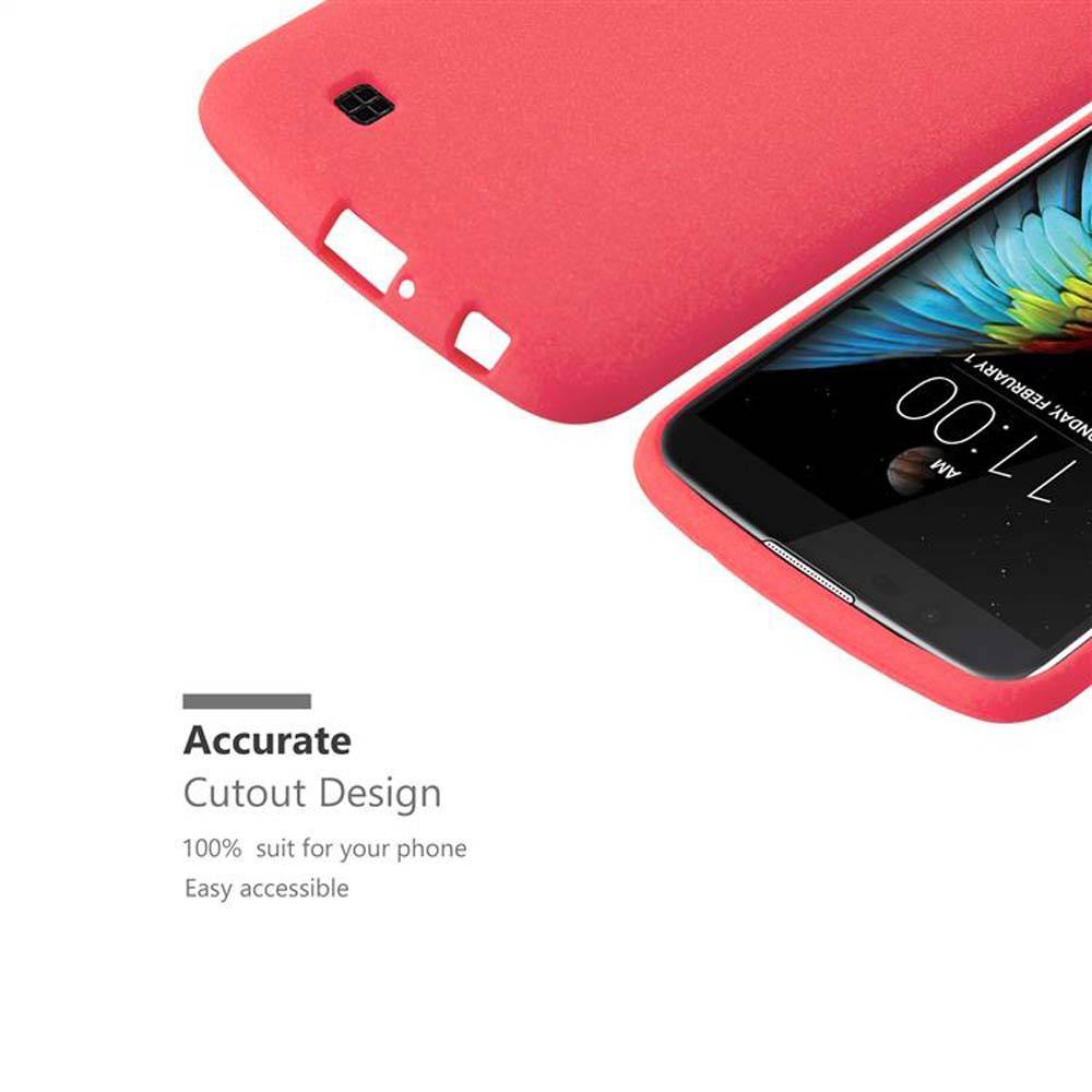 Cadorabo Schutzhülle für LG K10 2016 Hülle in Rot Handyhülle TPU Etui Cover Case