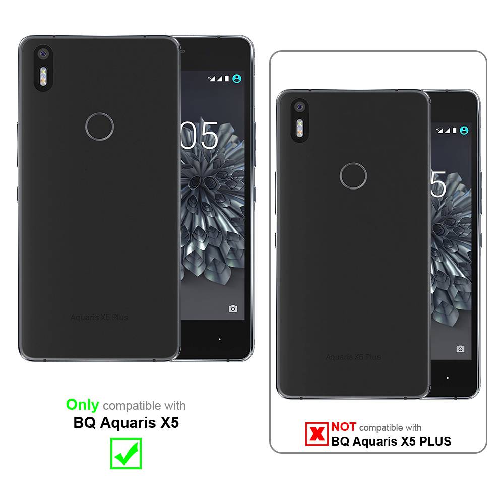Cadorabo Panzer Folie für BQ Aquaris X5 Schutzfolie in Transparent Gehärtetes Tempered Display-Schutzglas