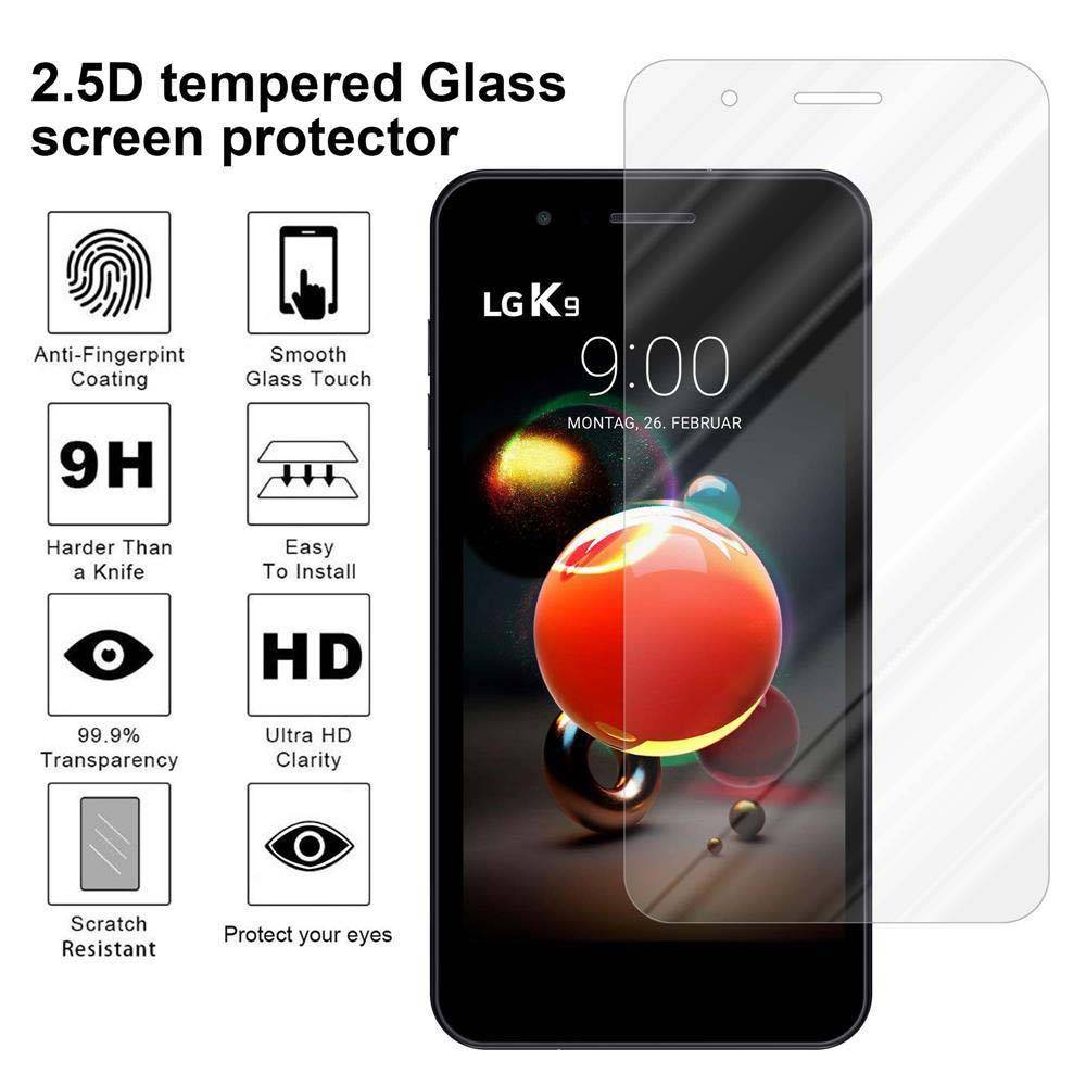 Cadorabo Panzer Folie für LG K9 Schutzfolie in Transparent Gehärtetes Tempered Display-Schutzglas