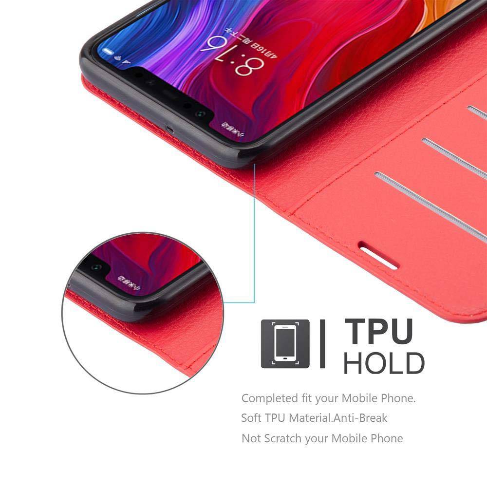 Cadorabo Hülle für Xiaomi Mi 8 Schutz Hülle in Rot Handyhülle Etui Case Cover Magnetverschluss