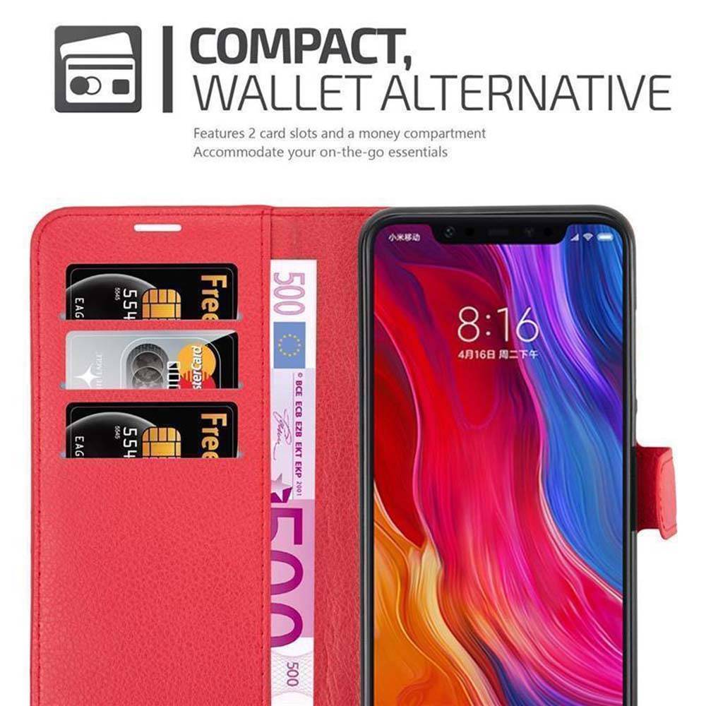 Cadorabo Hülle für Xiaomi Mi 8 Schutz Hülle in Rot Handyhülle Etui Case Cover Magnetverschluss