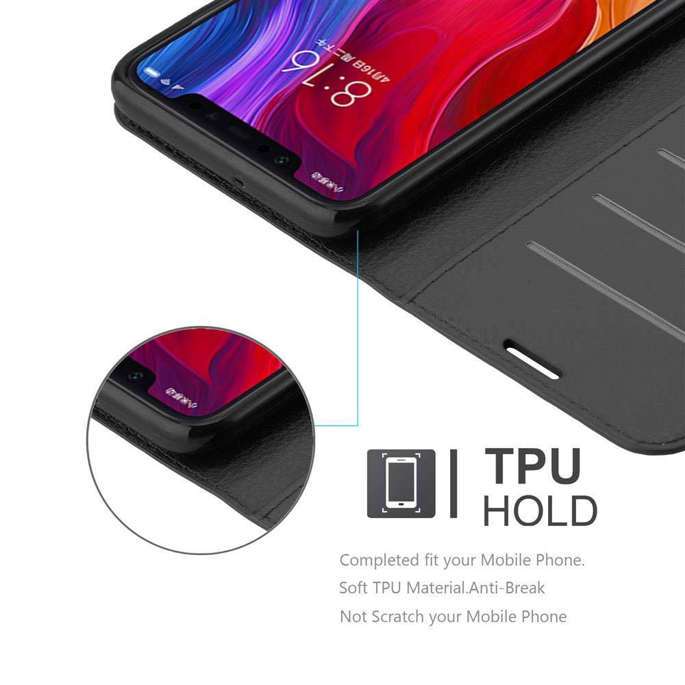 Cadorabo Hülle für Xiaomi Mi 8 Schutz Hülle in Schwarz Handyhülle Etui Case Cover Magnetverschluss