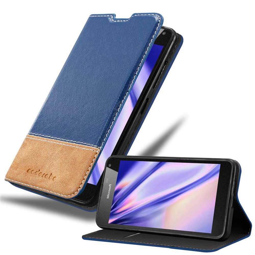Cadorabo Hülle für Nokia Lumia 650 Schutzhülle in Blau SHandyhülle Book Case Etui Kunstleder