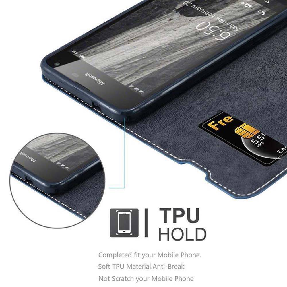 Cadorabo Hülle für Nokia Lumia 650 Schutzhülle in Blau SHandyhülle Book Case Etui Kunstleder