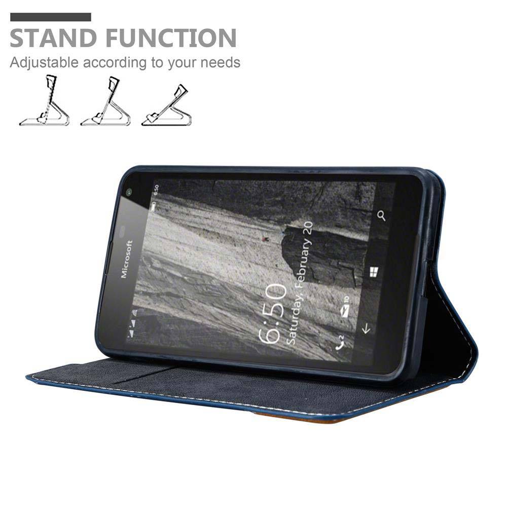 Cadorabo Hülle für Nokia Lumia 650 Schutzhülle in Blau SHandyhülle Book Case Etui Kunstleder