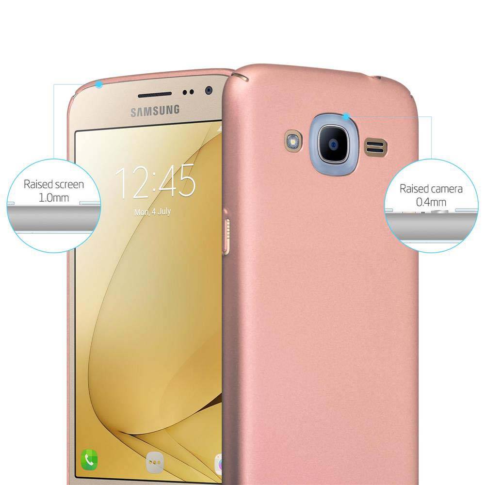 Cadorabo Hülle für Samsung Galaxy J2 2016 Schutzhülle in Rosa Hard Case Handy Hülle Etui