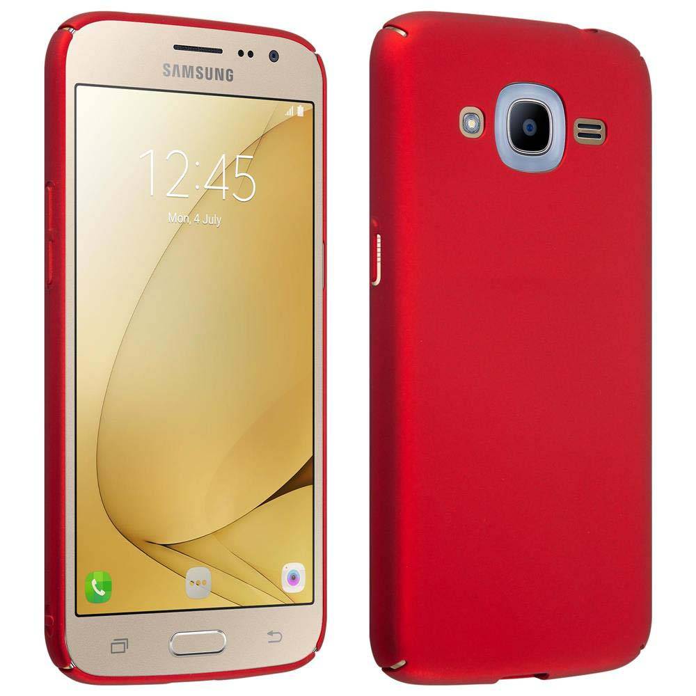 Cadorabo Hülle für Samsung Galaxy J2 2016 Schutzhülle in Rot Hard Case Handy Hülle Etui