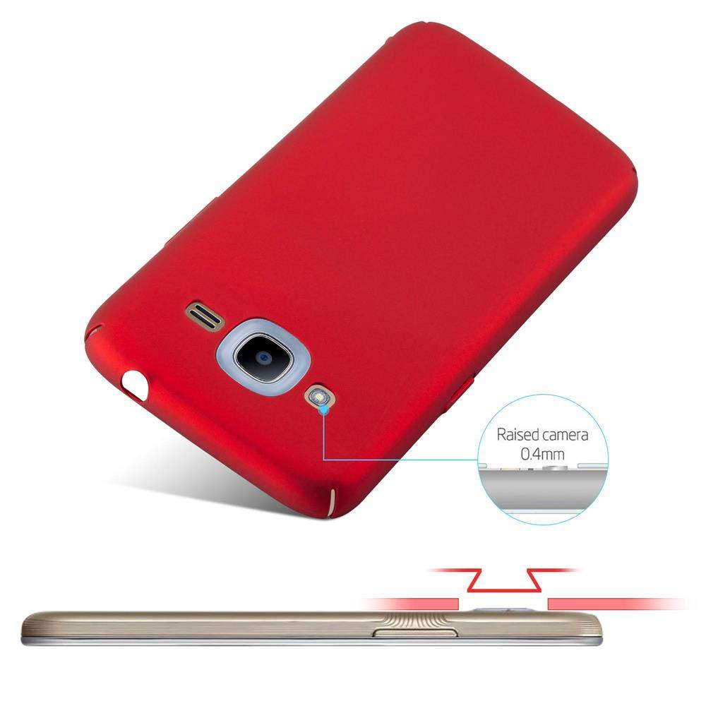 Cadorabo Hülle für Samsung Galaxy J2 2016 Schutzhülle in Rot Hard Case Handy Hülle Etui