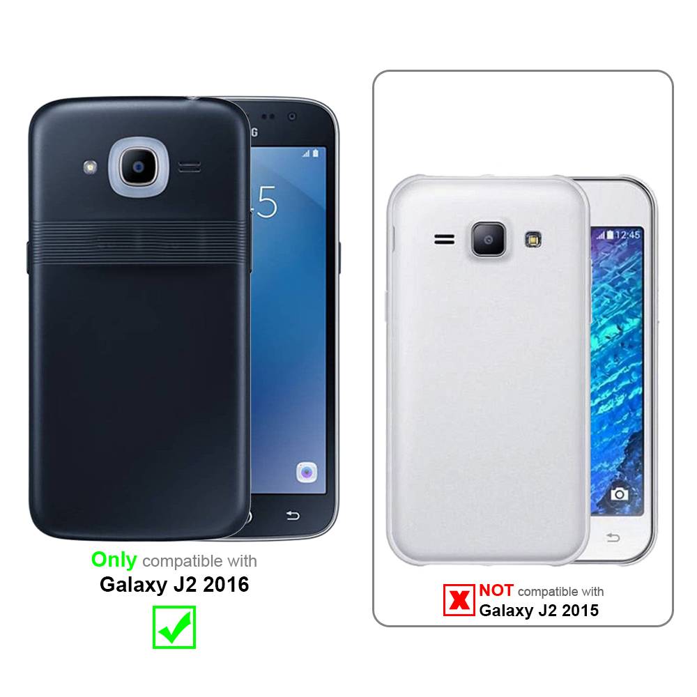 Cadorabo Hülle für Samsung Galaxy J2 2016 Schutzhülle in Silber Hard Case Handy Hülle Etui