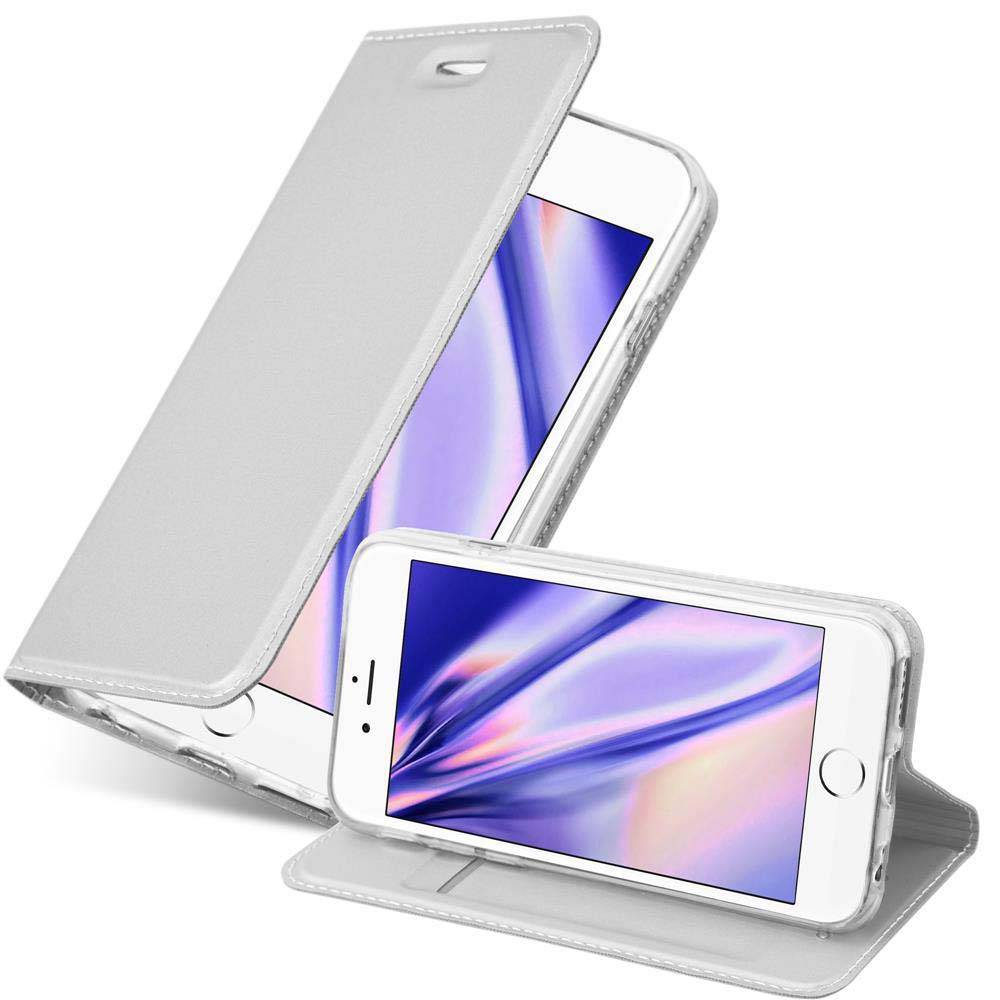 Cadorabo Handyhülle für Apple iPhone 6 / 6S Schutz Hülle in Silber Cover Etui Book Case Booklet