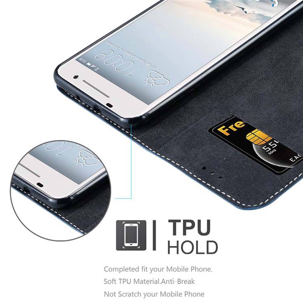 Cadorabo Hülle für HTC ONE A9 Schutzhülle in Blau SHandyhülle Book Case Etui Kunstleder