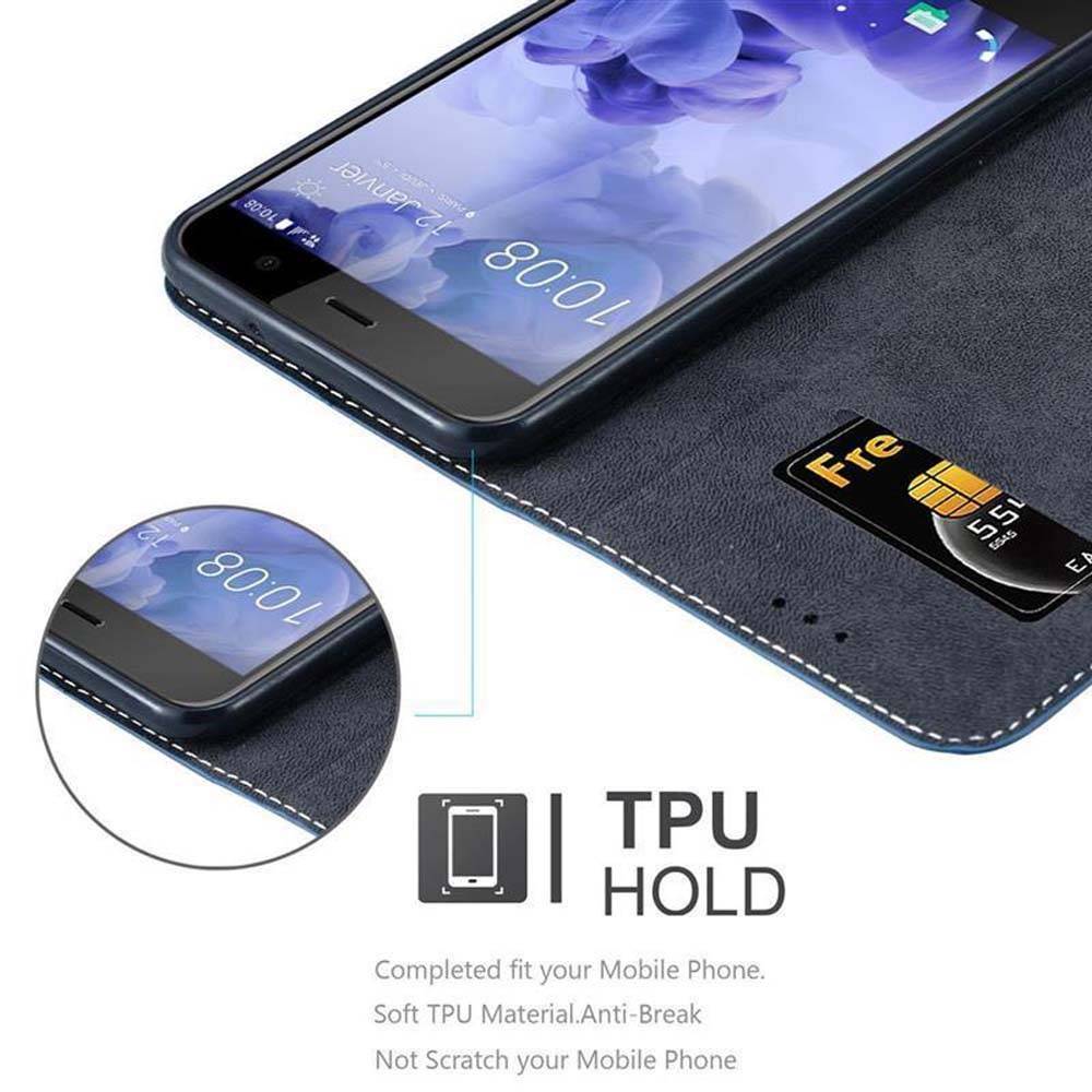 Cadorabo Hülle für HTC U PLAY Schutzhülle in Blau SHandyhülle Book Case Etui Kunstleder