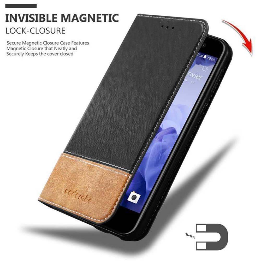 Cadorabo Hülle für HTC U PLAY Schutzhülle in Schwarz SHandyhülle Book Case Etui Kunstleder