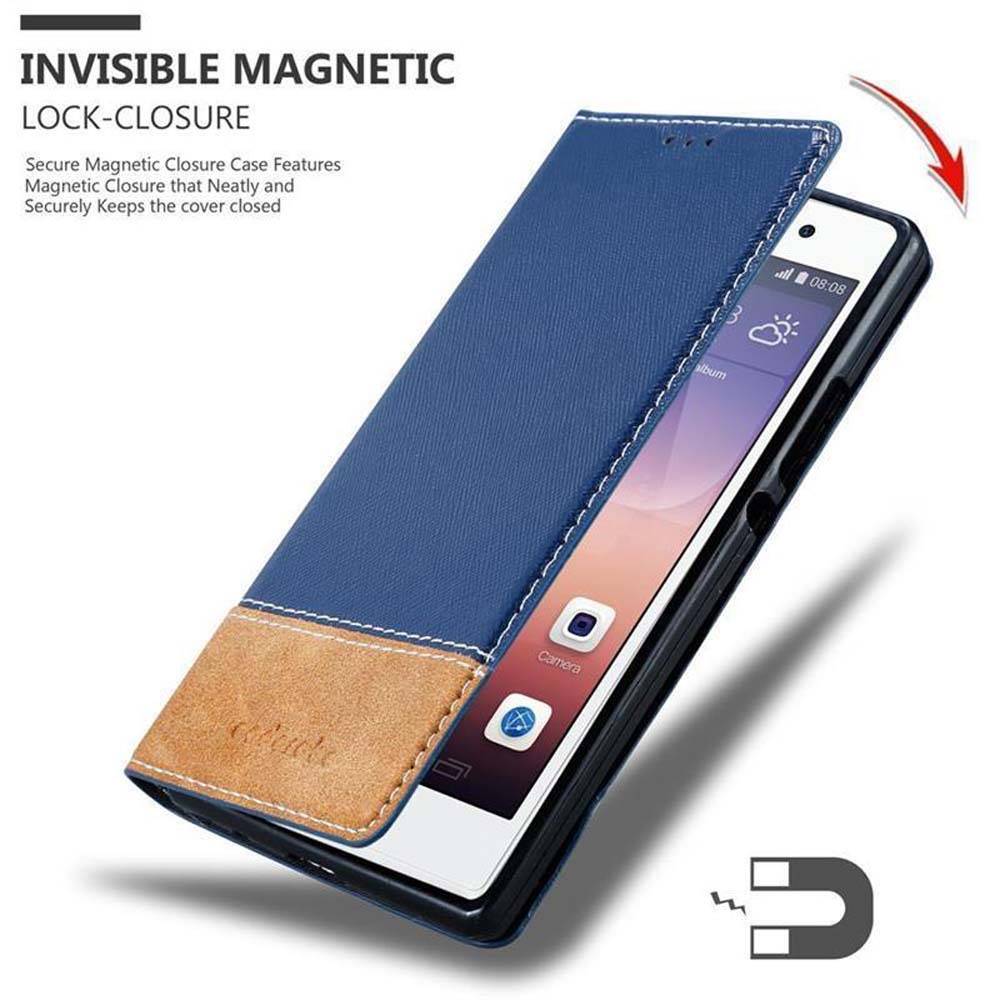 Cadorabo Hülle für Huawei ASCEND P7 Schutzhülle in Blau SHandyhülle Book Case Etui Kunstleder