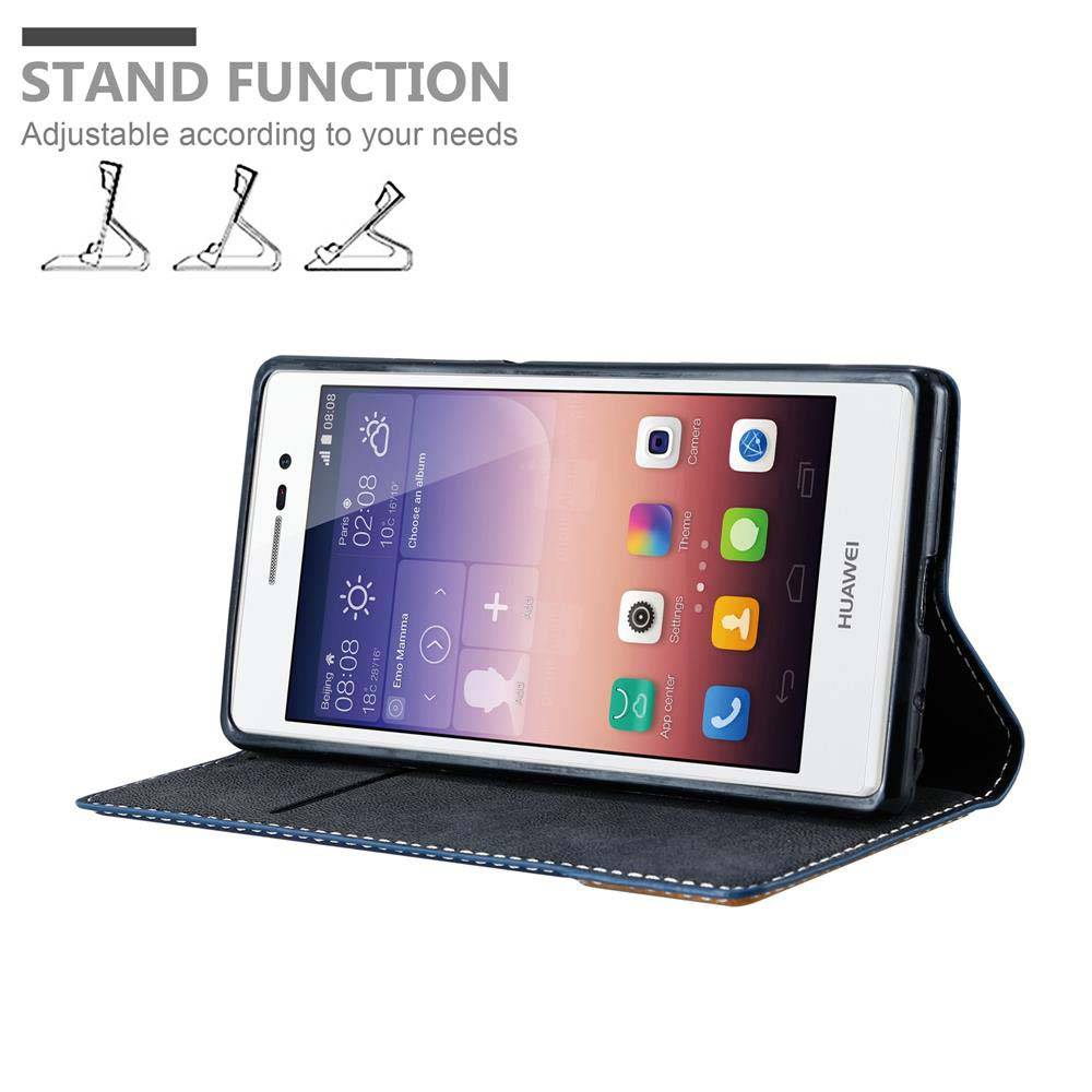 Cadorabo Hülle für Huawei ASCEND P7 Schutzhülle in Blau SHandyhülle Book Case Etui Kunstleder