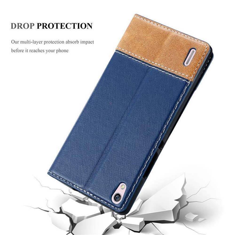 Cadorabo Hülle für Huawei ASCEND P7 Schutzhülle in Blau SHandyhülle Book Case Etui Kunstleder