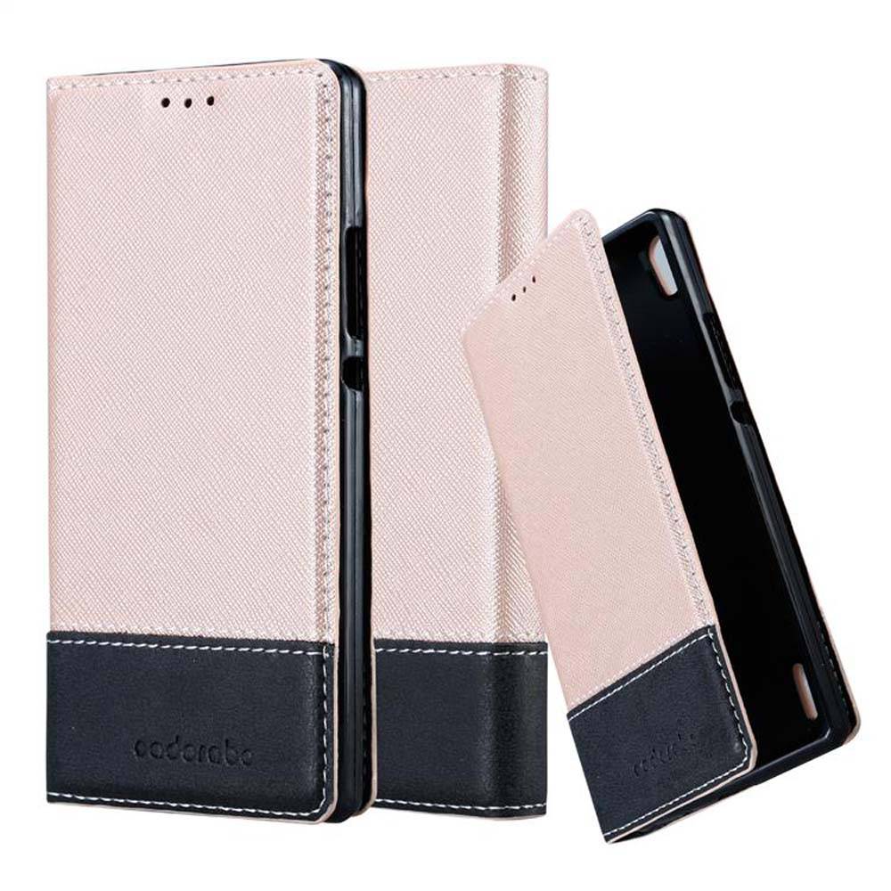 Cadorabo Hülle für Huawei ASCEND P7 Schutzhülle in Rosa SHandyhülle Book Case Etui Kunstleder