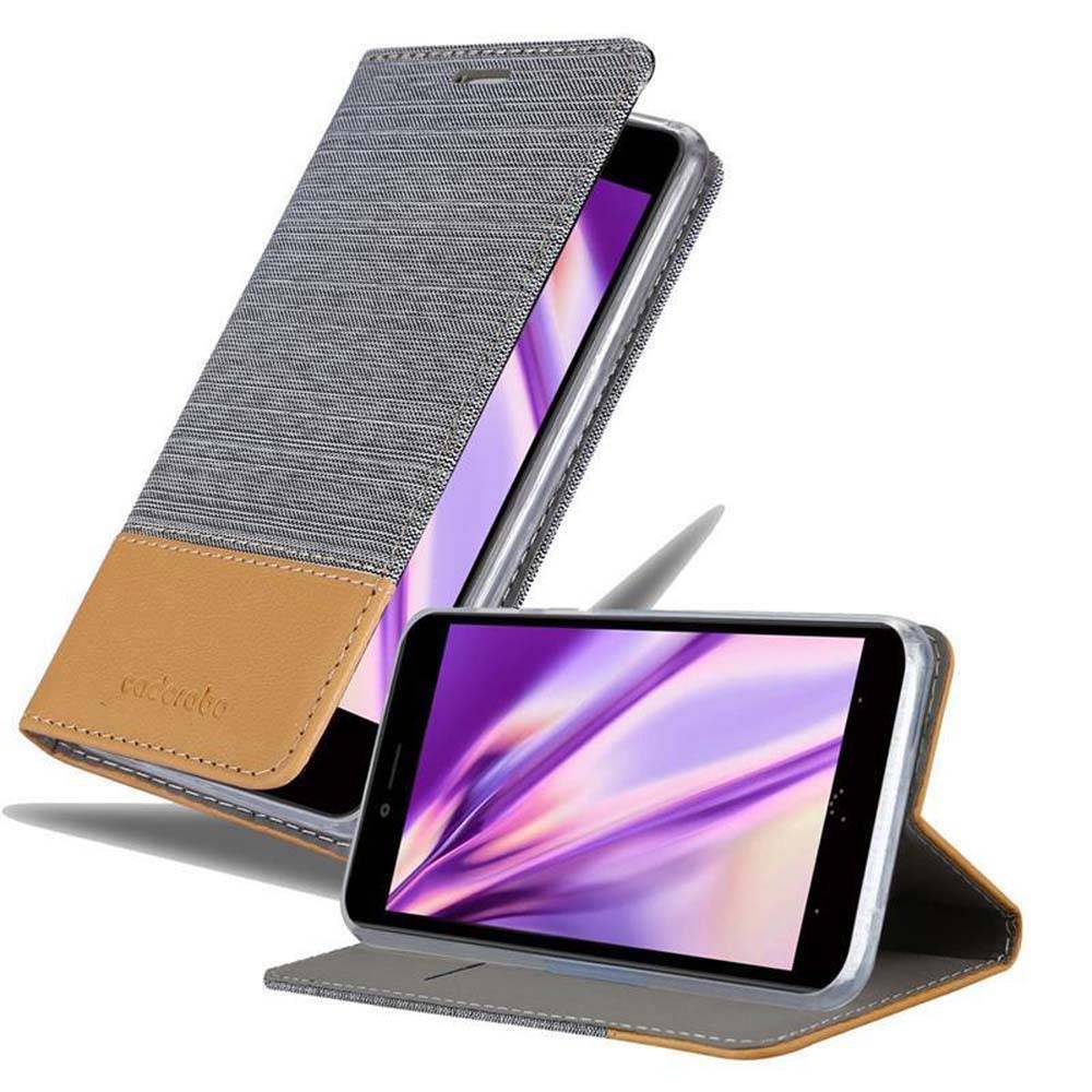 Cadorabo Hülle für BQ Aquaris U PLUS Schutzhülle in Grau Handy Hülle Etui Book Case Cover