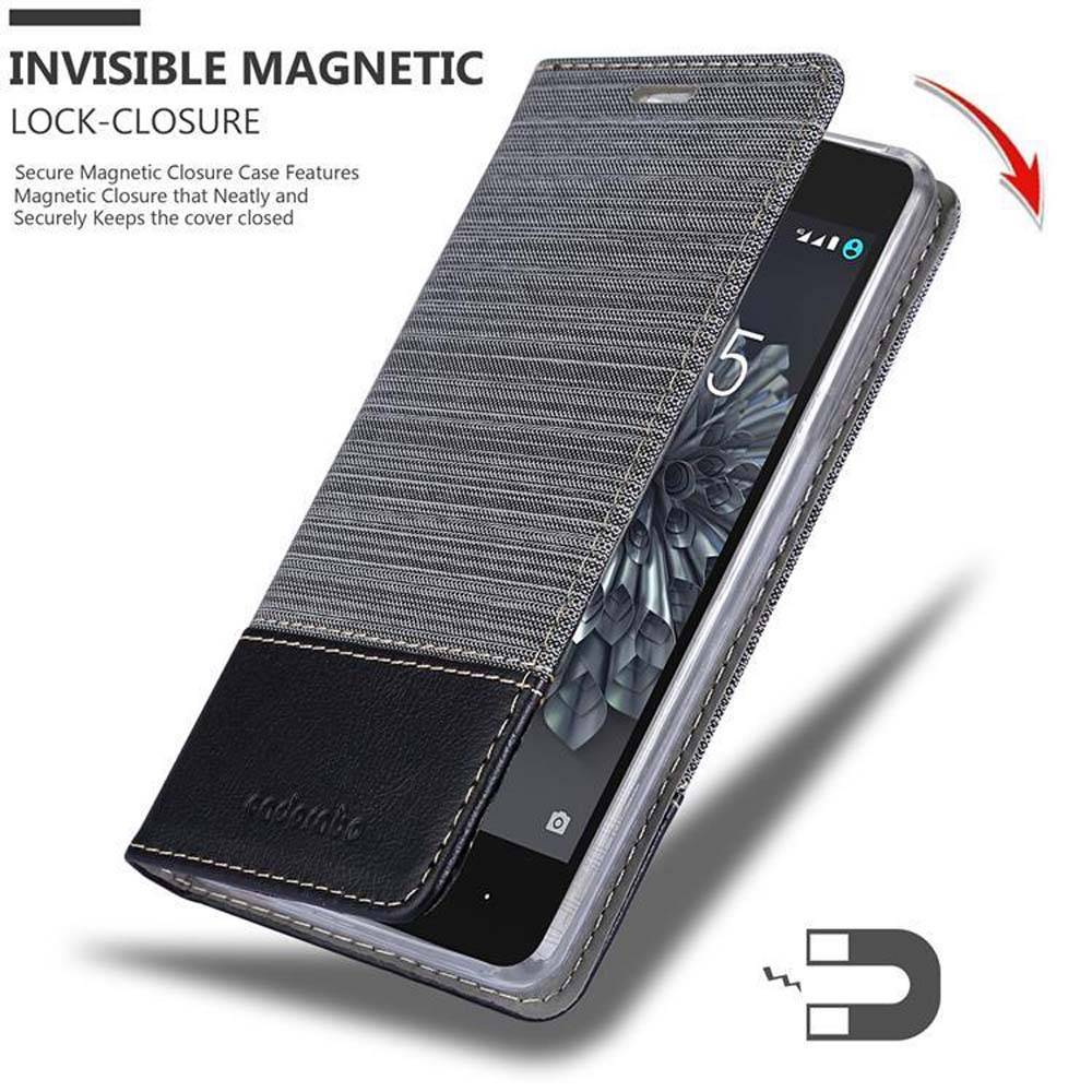 Cadorabo Hülle für BQ Aquaris X5 Schutzhülle in Grau Handy Hülle Etui Book Case Cover