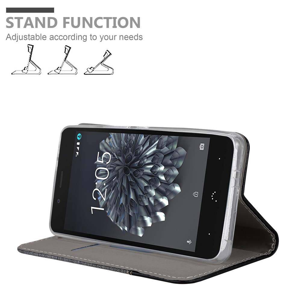Cadorabo Hülle für BQ Aquaris X5 Schutzhülle in Grau Handy Hülle Etui Book Case Cover