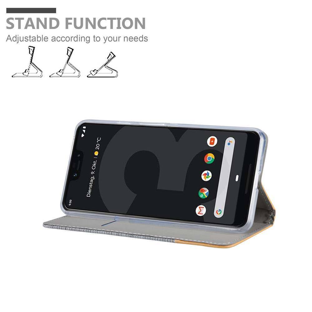Cadorabo Hülle für Google PIXEL 3 Schutzhülle in Grau Handy Hülle Etui Book Case Cover