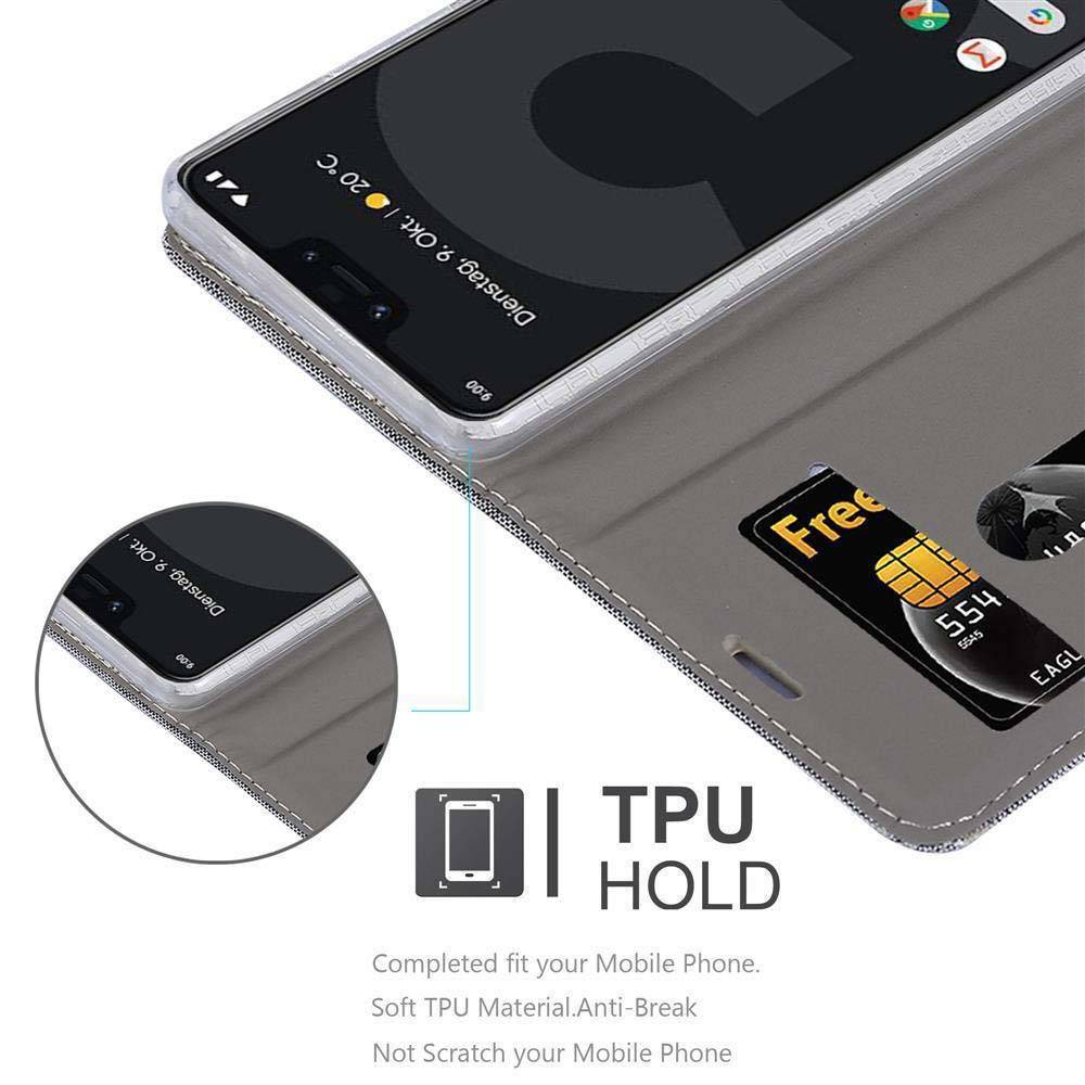 Cadorabo Hülle für Google PIXEL 3 Schutzhülle in Grau Handy Hülle Etui Book Case Cover