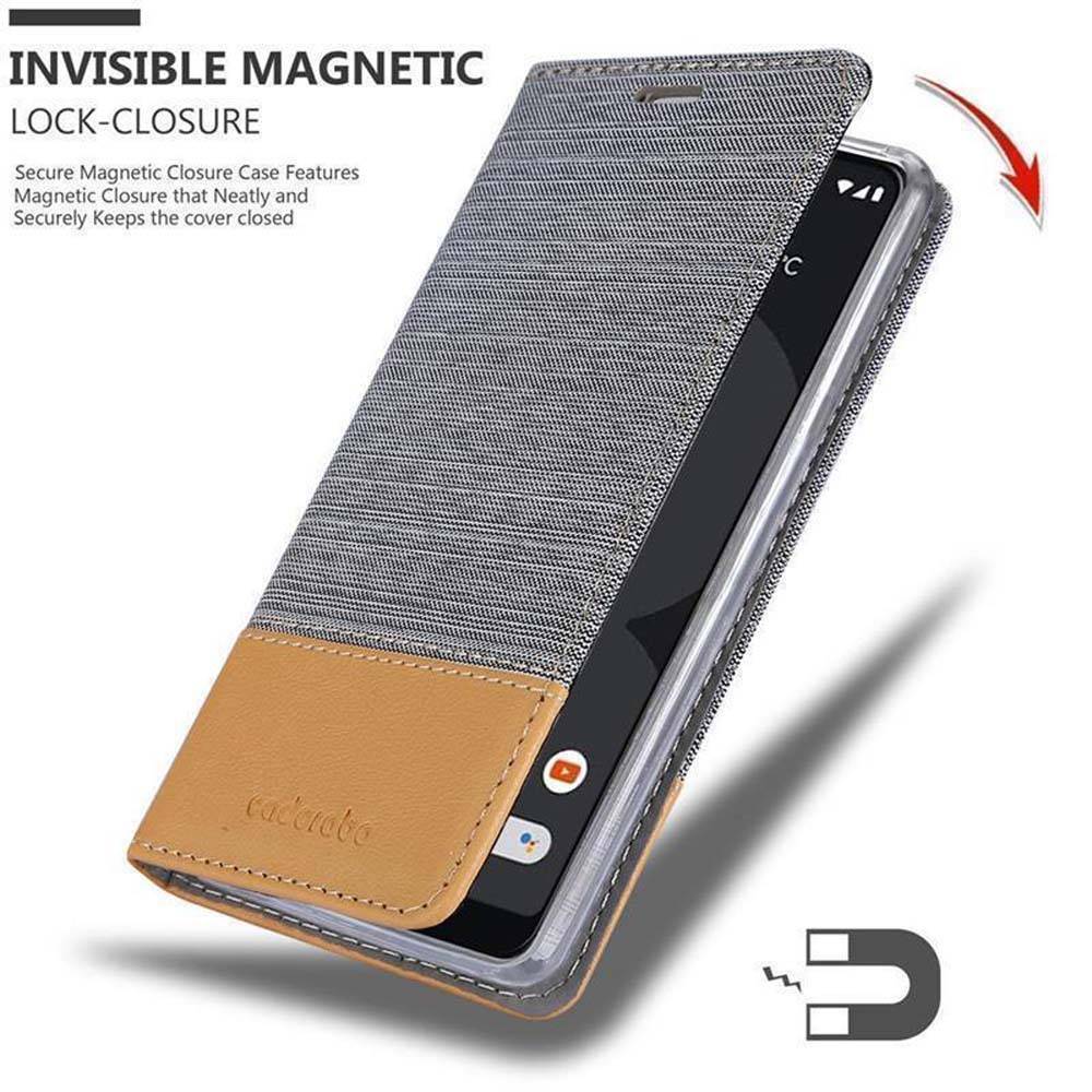 Cadorabo Hülle für Google PIXEL 3 Schutzhülle in Grau Handy Hülle Etui Book Case Cover