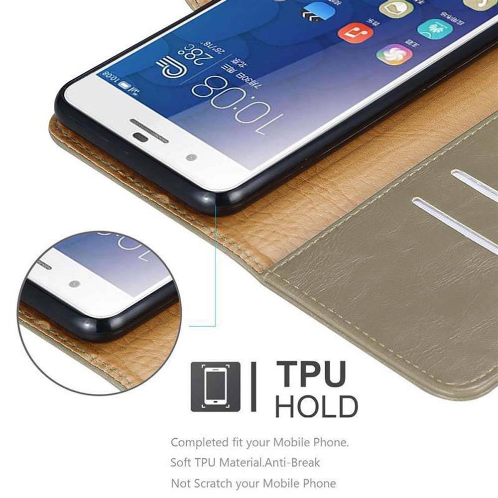 Cadorabo Hülle für Honor 6 PLUS Schutzhülle in Braun Handyhülle Book Tasche Case Etui Luxury