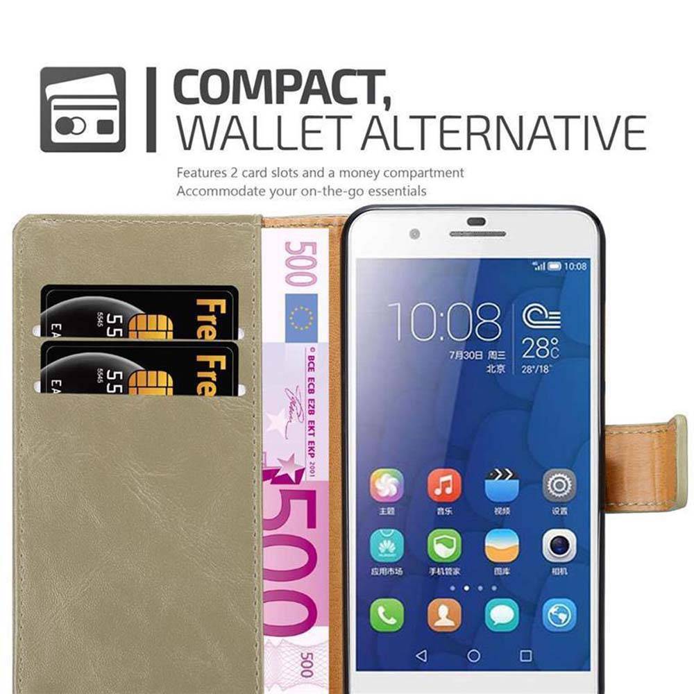 Cadorabo Hülle für Honor 6 PLUS Schutzhülle in Braun Handyhülle Book Tasche Case Etui Luxury