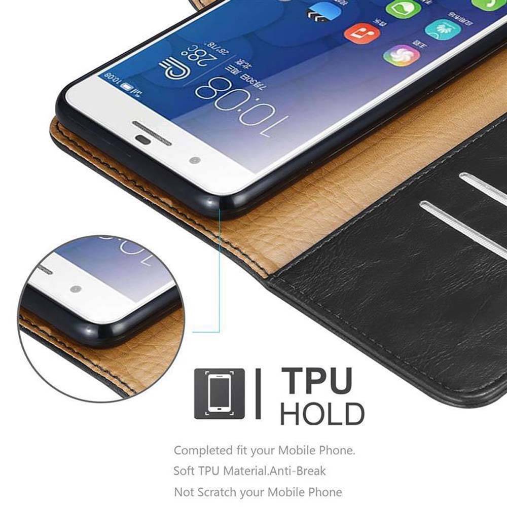 Cadorabo Hülle für Honor 6 PLUS Schutzhülle in Schwarz Handyhülle Book Tasche Case Etui Luxury