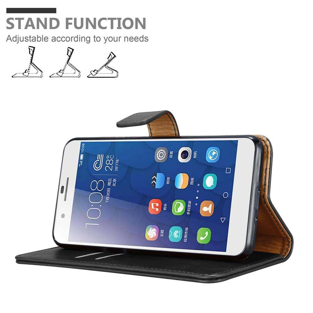 Cadorabo Hülle für Honor 6 PLUS Schutzhülle in Schwarz Handyhülle Book Tasche Case Etui Luxury