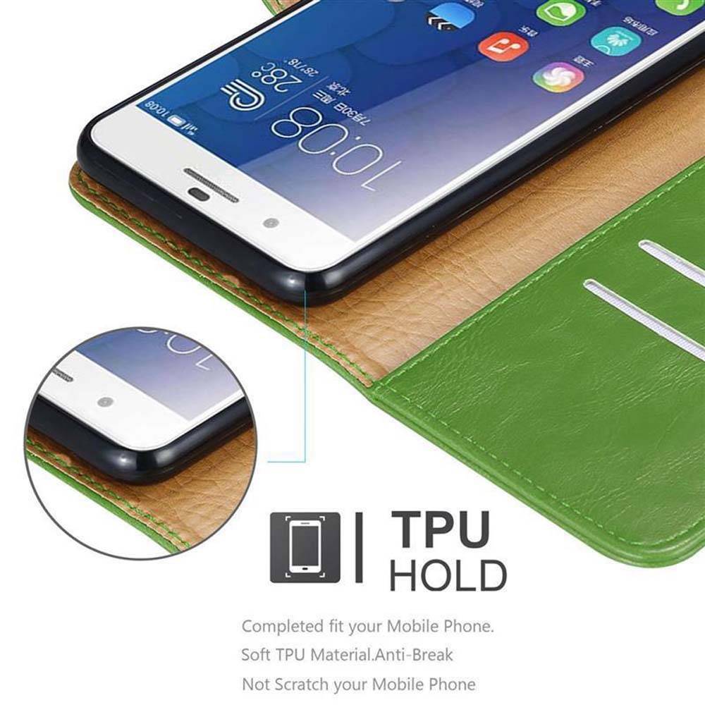 Cadorabo Hülle für Honor 6 PLUS Schutzhülle in Grün Handyhülle Book Tasche Case Etui Luxury