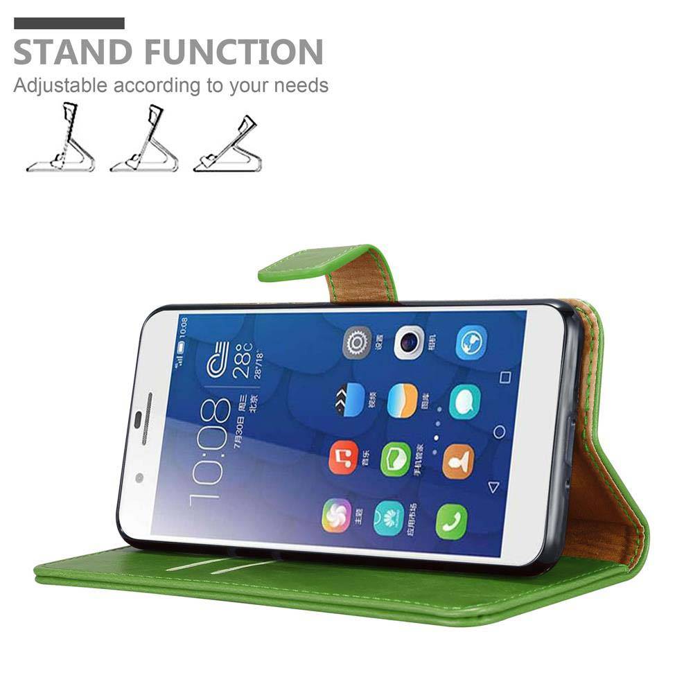 Cadorabo Hülle für Honor 6 PLUS Schutzhülle in Grün Handyhülle Book Tasche Case Etui Luxury