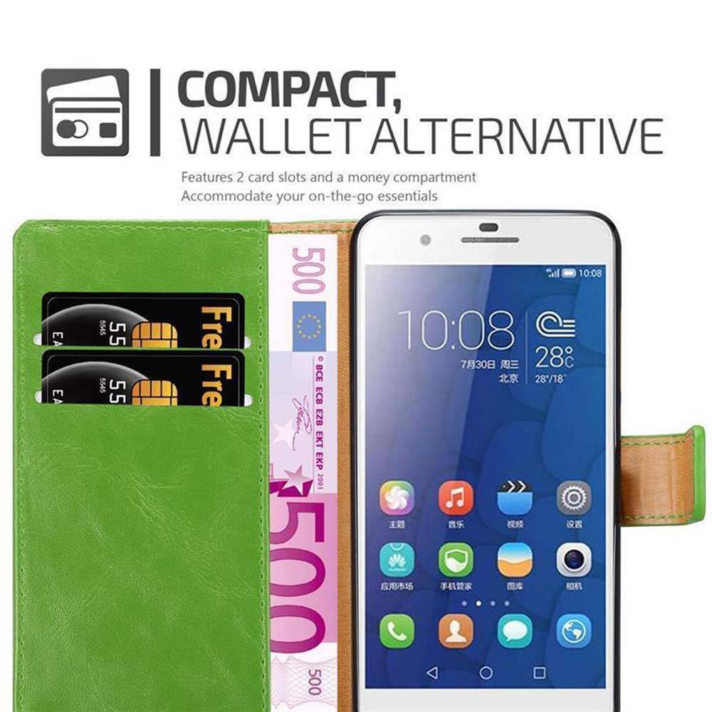 Cadorabo Hülle für Honor 6 PLUS Schutzhülle in Grün Handyhülle Book Tasche Case Etui Luxury