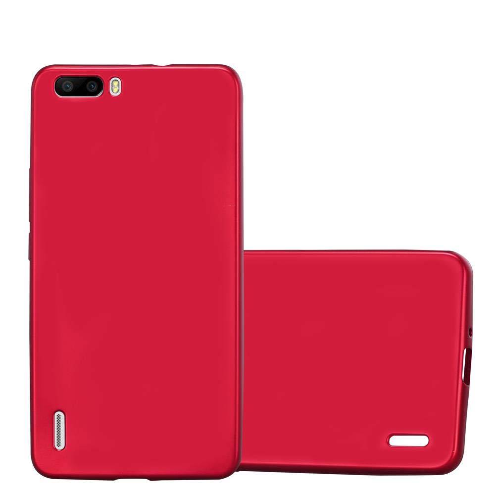 Cadorabo Schutzhülle für Honor 6 PLUS Hülle in Rot Handyhülle TPU Silikon Etui Cover Case