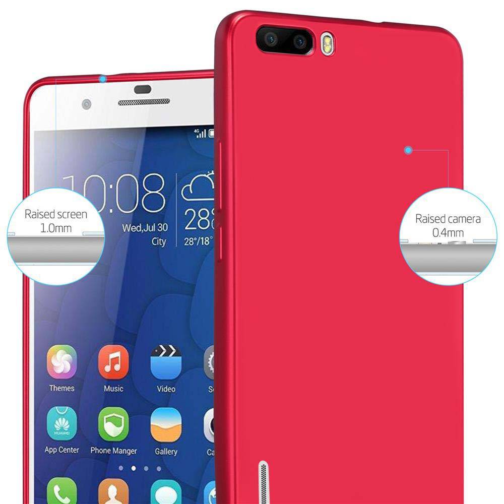 Cadorabo Schutzhülle für Honor 6 PLUS Hülle in Rot Handyhülle TPU Silikon Etui Cover Case
