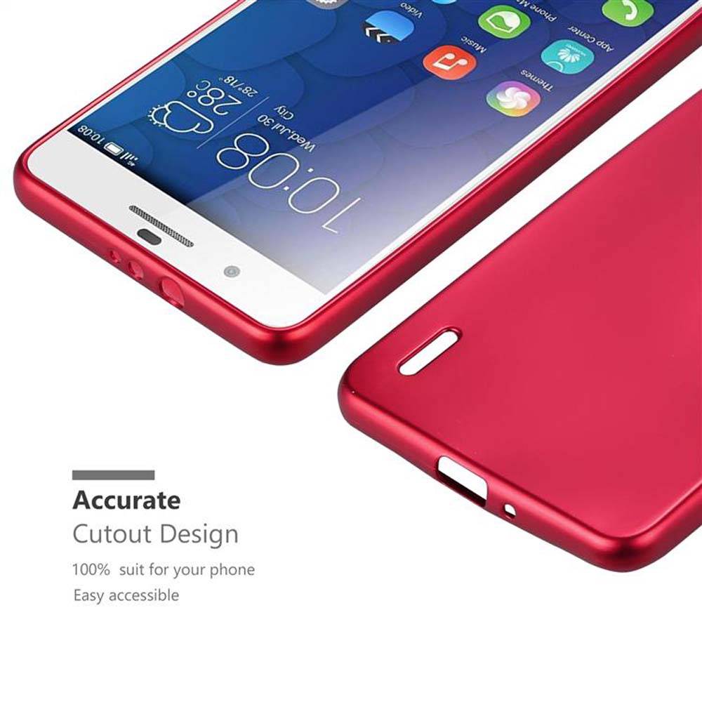 Cadorabo Schutzhülle für Honor 6 PLUS Hülle in Rot Handyhülle TPU Silikon Etui Cover Case