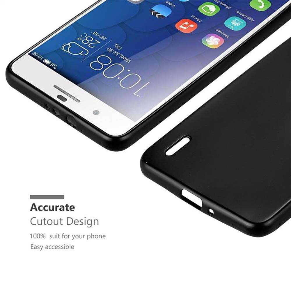 Cadorabo Schutzhülle für Honor 6 PLUS Hülle in Schwarz Handyhülle TPU Silikon Etui Cover Case