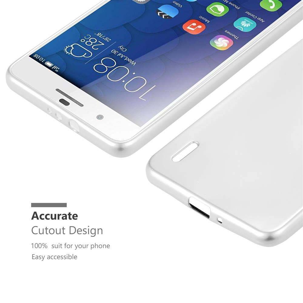 Cadorabo Schutzhülle für Honor 6 PLUS Hülle in Silber Handyhülle TPU Silikon Etui Cover Case